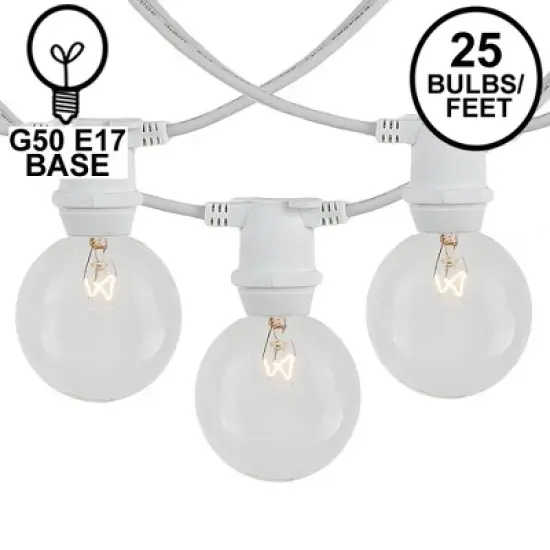 Novelty Lights Globe Outdoor String Lights with 25 In-Line Sockets White Wire 25 Feet image {9}