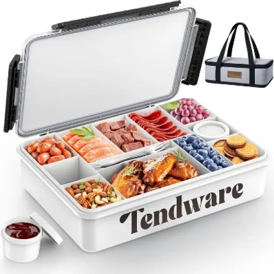 Tendware Chilled Portable Snackle Box Container  Insulated Bag 12 Compartment Divided Serving Tray Summer Beach Essentials Charcuterie Road Trip image {7}