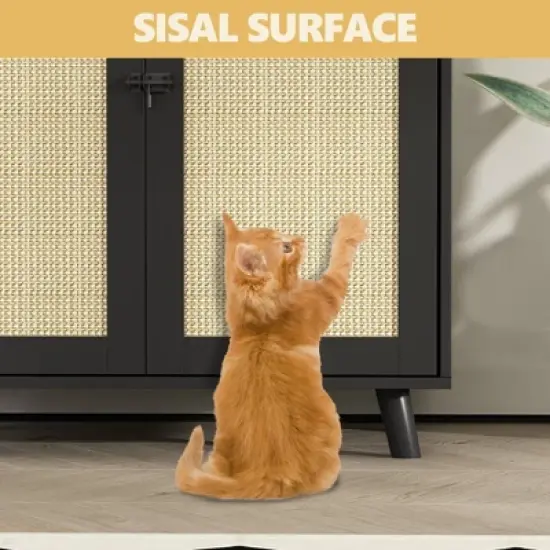 FUFU&GAGA Cat Cabinet Organiser Sisal Cabinet Doors Safe and Natural image {3}