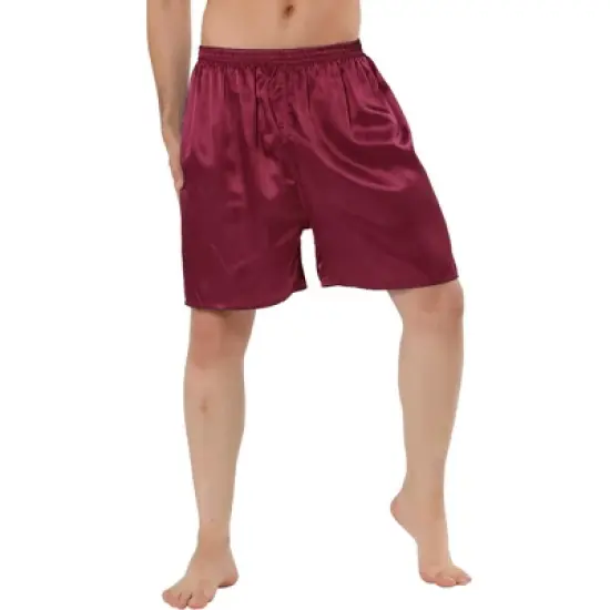 Lars Amadeus Men's Sleepwear Satin Shorts Elastic Waist Lounge Pajama Bottoms image {4}