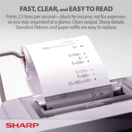 Sharp EL-1801V Printing Calculator &ndash; 12-Digit LCD, AC Powered, Office & Business Use image {4}