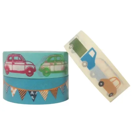 Wrapables Car Race Japanese Washi Masking Tape (Set of 3) image {2}