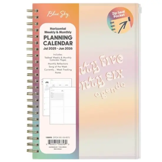 Blue Sky 5"x8" 2025-2026 Weekly/Monthly Zip Pouch Wirebound Planner Mayana Ombre image {2}