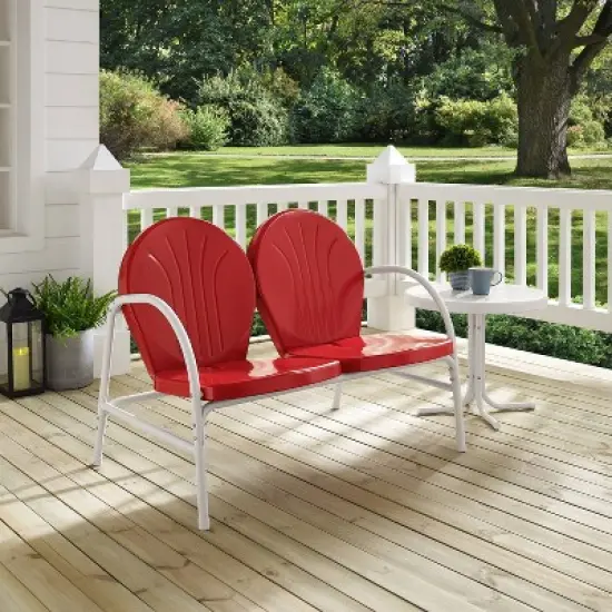 Griffith 3pc Outdoor Conversation Set - Red - Crosley image {3}
