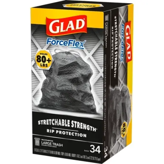 Glad ForceFlex Large Drawstring Black Trash Bags - 30 Gallon - 34ct image {5}