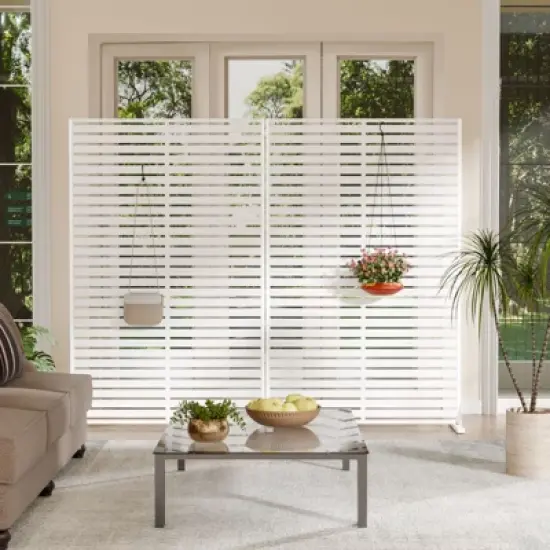 SEVOBAL Patio Decorative Screens 6 Panel Patio Privacy Paged Patio Decorative Screens Patio Screen Decorative for Yard, White, 45.47"*15.75"*72.05" image {4}