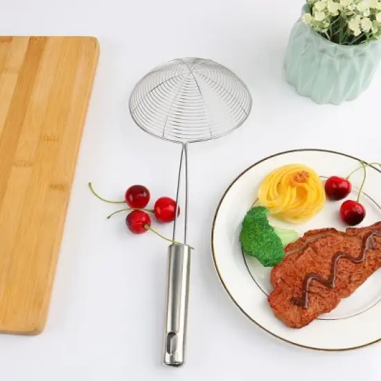 Unique Bargains Kitchen Cookware Net Mesh Long-Ladle Perforated Strainer 5'' Diameter image {6}