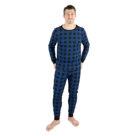 Leveret Mens Two Piece Cotton Plaid Christmas Pajamas image {4}