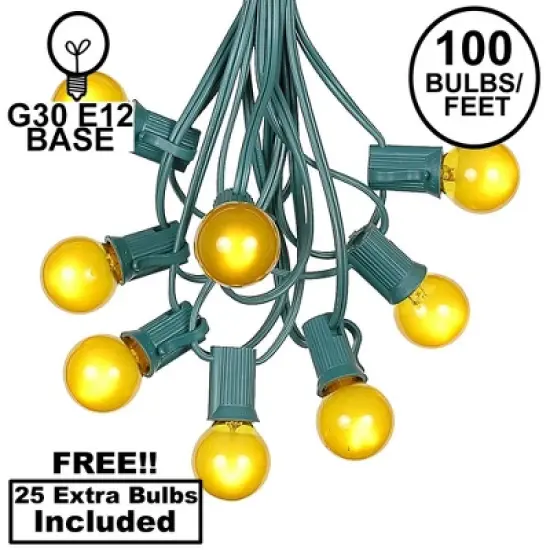 Novelty Lights 100 Feet G30 Globe Outdoor Patio String Lights, Green Wire image {12}