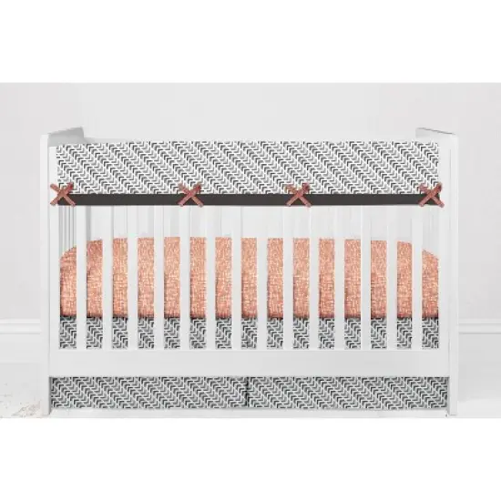 Bacati - Construction Yellow Orange Blue Gray 6 pc Crib Bedding Set with Long Rail Guard Cover image {6}