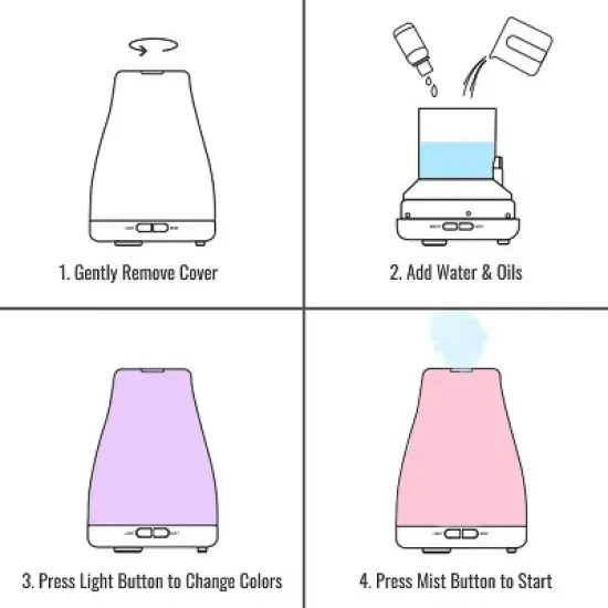 HealthSmart Essential Oil Diffuser, Cool Mist Humidifier and Aromatherapy Diffuser w/ 150ML Tank Ideal for Small Rooms, Adjustable Timer and Mist Mode image {3}