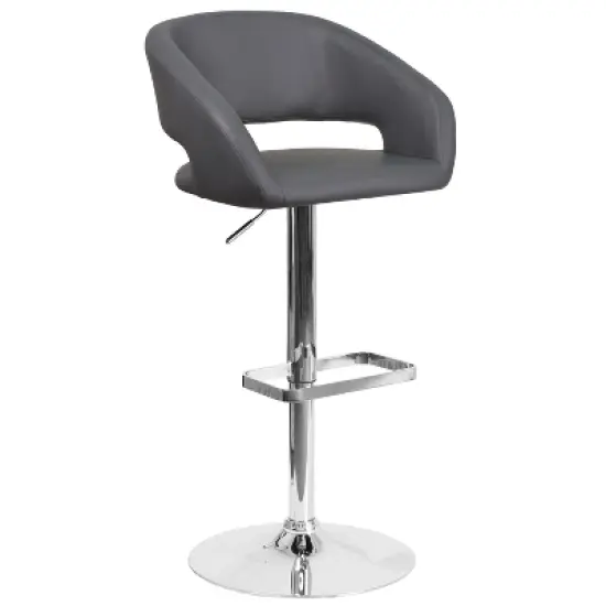 Merrick Lane Modern Bar Stool Rounded Mid-Back Stool With Height Adjustable Swivel Seat image {18}