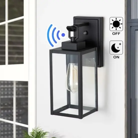 C Cattleya 1-Light Matte Black Dusk to Dawn Outdoor Wall Lantern Sconce image {1}