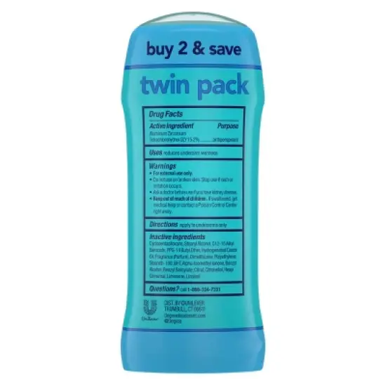 Degree Shower Clean 48-Hour Solid Antiperspirant & Deodorant - 2.6oz/2ct image {1}