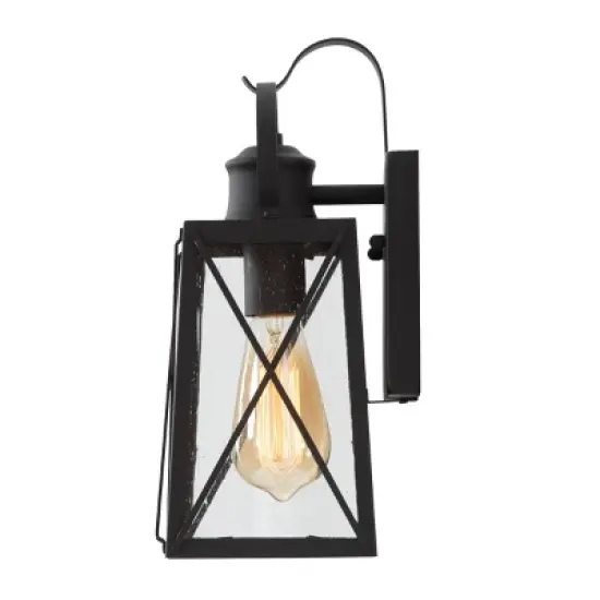 12.5" Metal/Glass "X" Outdoor Wall Lamp Black - LNC image {5}
