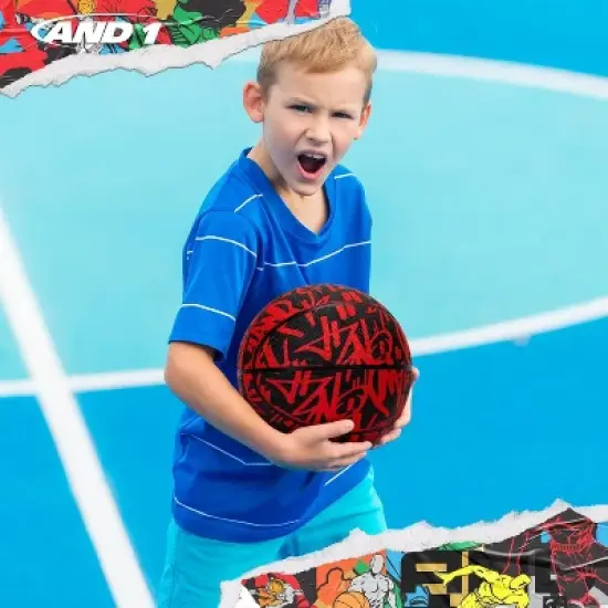 AND1 Fantom Graffiti 27.5 Rubber Basketball : Youth Sized Streetball for Indoor and Outdoor Use, Deep Channel Construction and Durability image {3}