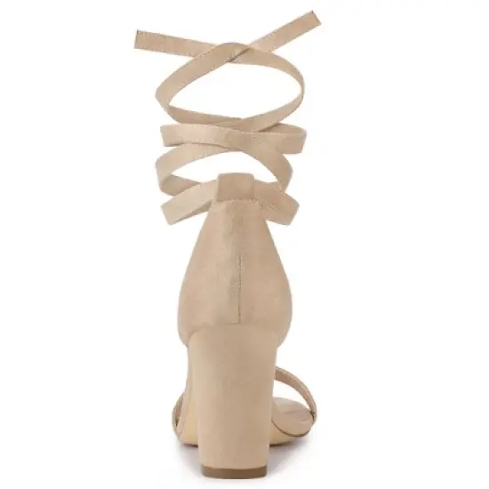 Allegra K Women's Lace Up and Ankle Strap Chunky Heel Sandals image {3}