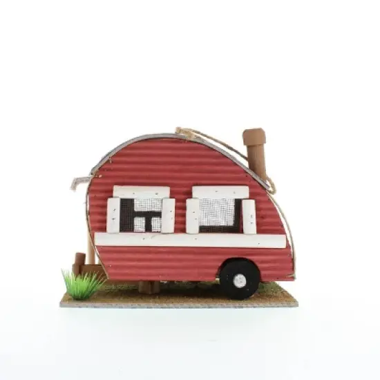 7.95" Trailer Wood Birdhouse Red - Zingz & Thingz image {3}