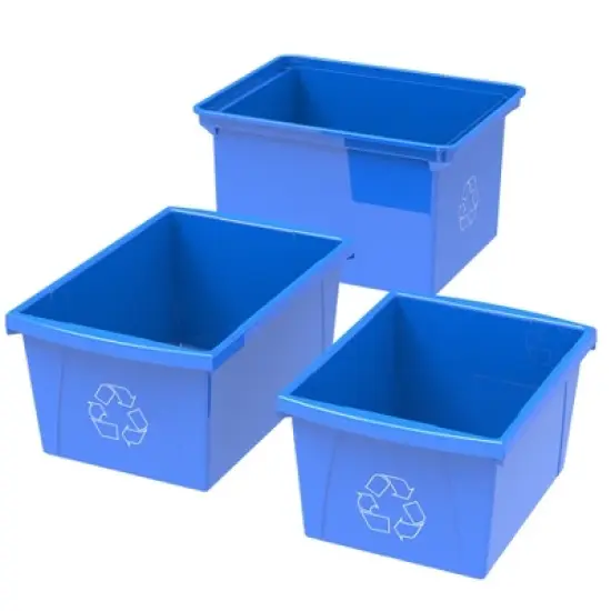 Storex 4 Gallon Recycling Bin, Blue image {3}