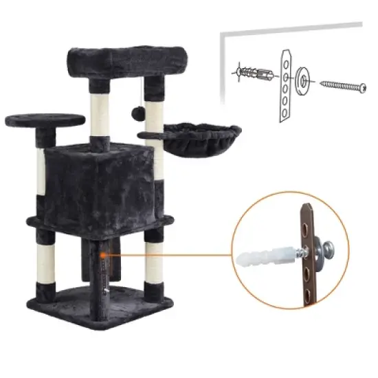 Yaheetech 42" Plush Cat Tree Condo for Small Medium Cats image {7}