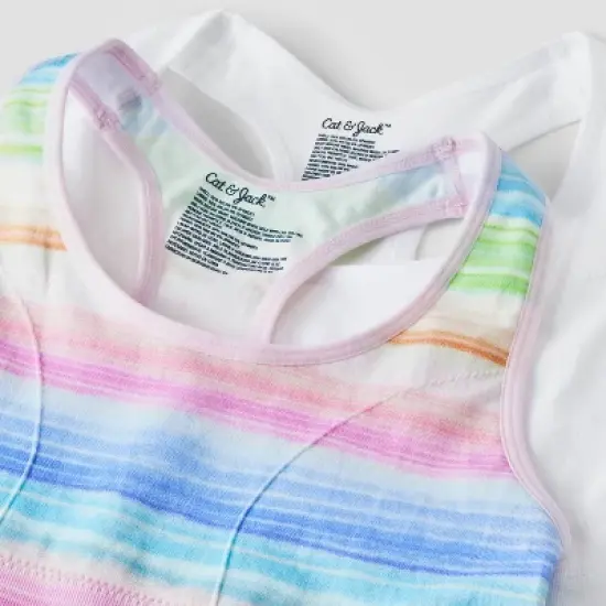 Girls' 2pk Sports Bra - Cat & Jack&trade; White/Pink/Blue image {2}