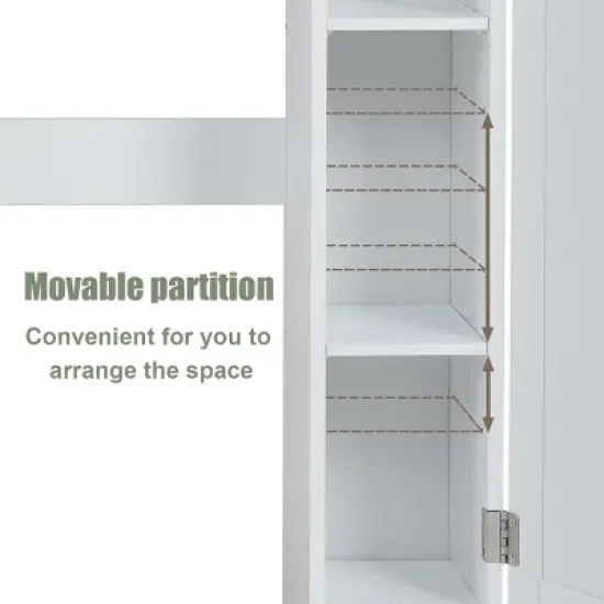 Costway Wooden Over The Toilet Storage Cabinet Drop Door Spacesaver Bathroom White image {7}