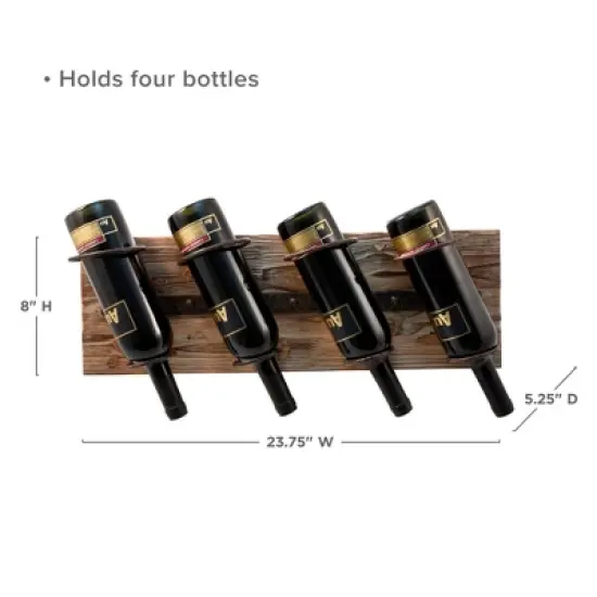 Twine Rustic Country Wood and Metal Wine Rack, Set of 1, Wall Mounted Wine Rack, Wine Storage, Wood and Wrought Iron image {7}