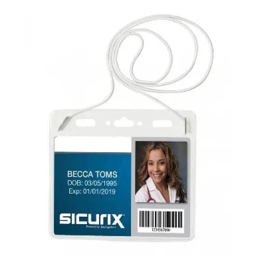SICURIX Convention Size Badge Holders with Cord, Horizontal, Pack of 25 image {5}