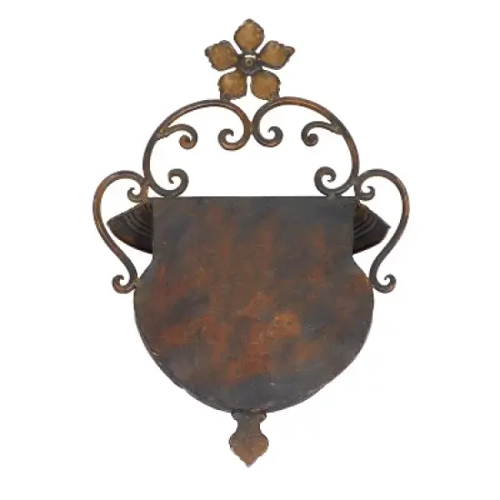 12" Wide Planter Traditional Novelty Metal Pot Brown - Olivia & May image {2}