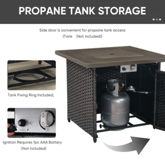 Gymojoy 6 Pieces Outdoor Patio Wicker Sofa Swivel Chair Ottoman with 6 Inch Cushions and Fire Pit Table image {11}