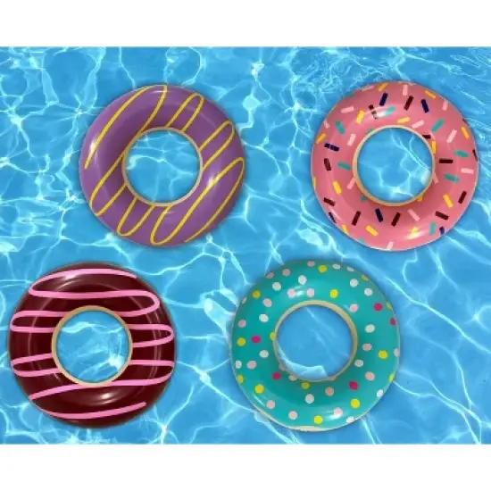 4E's Novelty 4 Pack 30" Donut Pool Floats for Adults & Kids, Summer Party Floaties image {3}