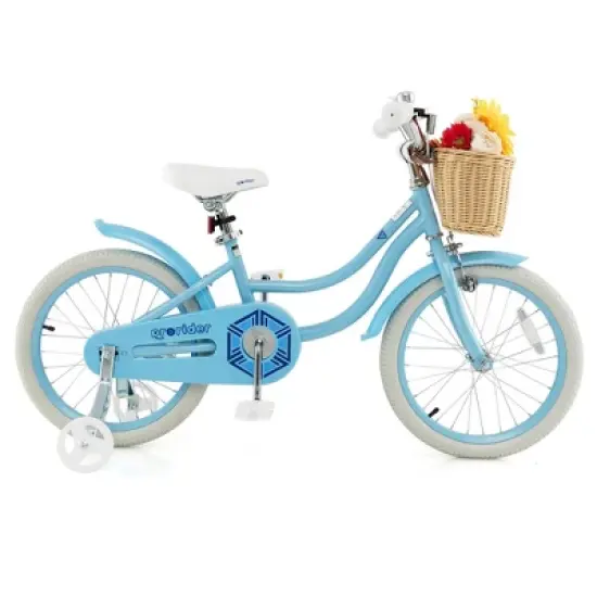 Prorider 18" Kid's Bike with Training Wheels Adjustable Handlebar Seat Handbrake Blue/Green/Pink image {9}