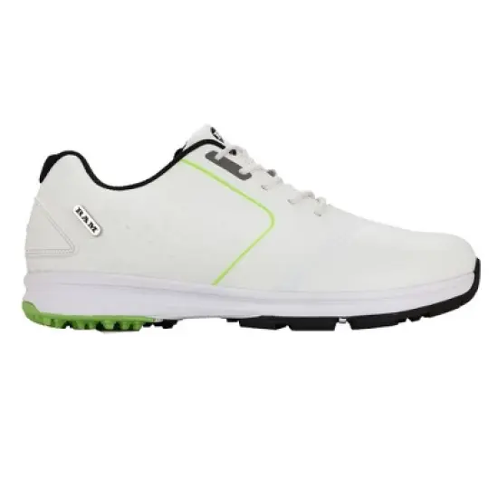 Ram Golf Player Mens Waterproof Golf Shoes White/Green image {1}