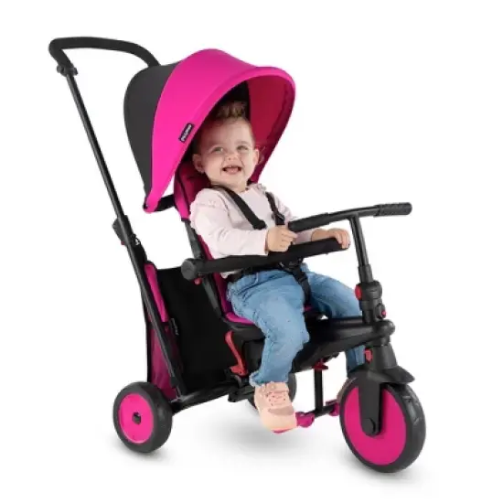 smarTrike STR3 Folding Toddler Tricycle with Stroller Certification 6-in-1 Multi-Stage Trike - Pink - 1-3 Years image {1}