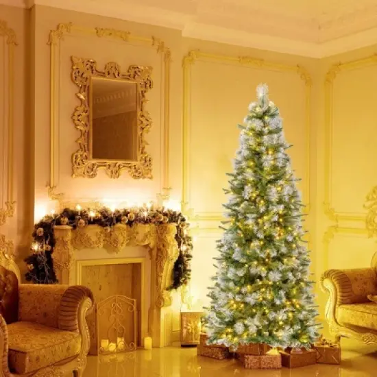 Costway 6/7.5/9 FT Pre-Lit Artificial Christmas Tree with 580/820/1228 Frosted Tips 470 LED Lights image {10}