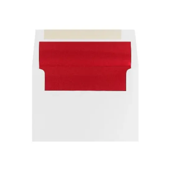 JAM Paper A7 Foil Lined Invitation Envelopes 5.25 x 7.25 White with Red Foil 83065 image {5}