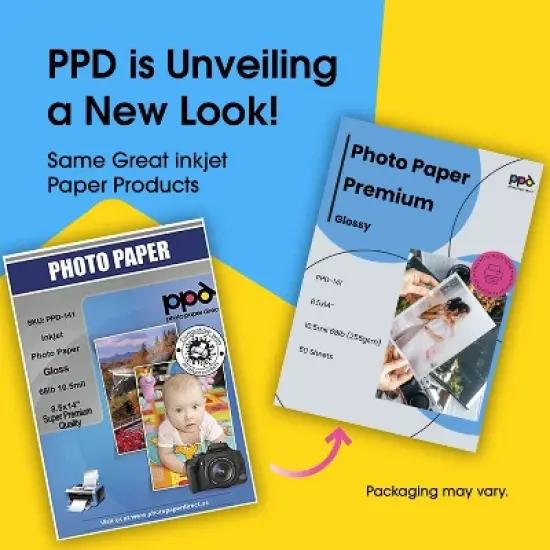 PPD Glossy Photo Paper 8.5x14" 50 sheets 255 gsm for Inkjet Printers image {1}