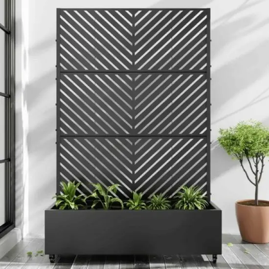 Lirago Iron Black Arch Mobile Planters Planting Box Trellis for Climbing Plants 72x47 image {8}