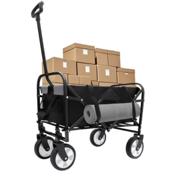 FATMOON Utility Foldable Wagon Cart with Strapping System, 225 Lbs Capacity - All-Terrain 360&deg; Wheels,for Beach,Shopping,Camping,Family Outings image {15}