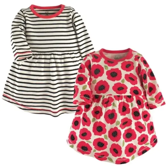 Touched by Nature Baby and Toddler Girl Organic Cotton Long-Sleeve Dresses 2pk, Poppy image {1}