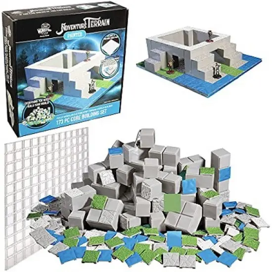 Monster Adventure Terrain - 173pc Painted Core Building Set w Baseplate - Fully Modular and Stackable 3-D Tabletop World Builder image {1}