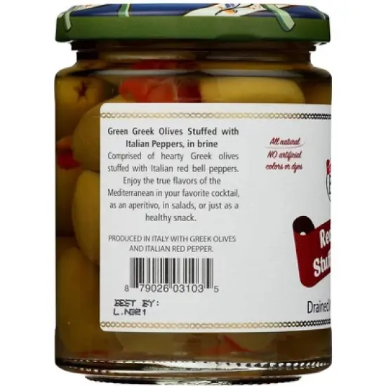 Bono Red Pepper Stuffed Olives - Case of 6/5.6 oz image {3}