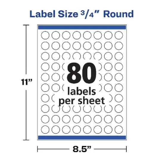 Avery Printable Self-Adhesive Permanent 3/4" Round ID Labels 3/4" dia. White 800/Pk 4221 image {6}