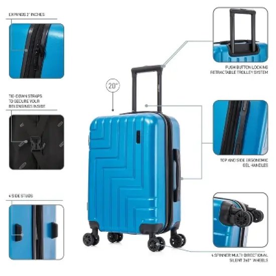 DUKAP Zahav Lightweight Hardside Carry On Spinner Suitcase - Teal image {2}