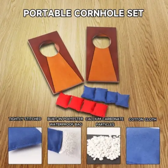 GSE 10"x5" Mini Tabletop Cornhole Toss Game Set with 8 Bean Bags, Wooden Desktop Corn Hole Game Set image {2}
