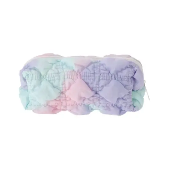 Unique Bargains Ruffled Cloud Rainbow Bubble Grid Makeup Bag 1 Pc image {6}