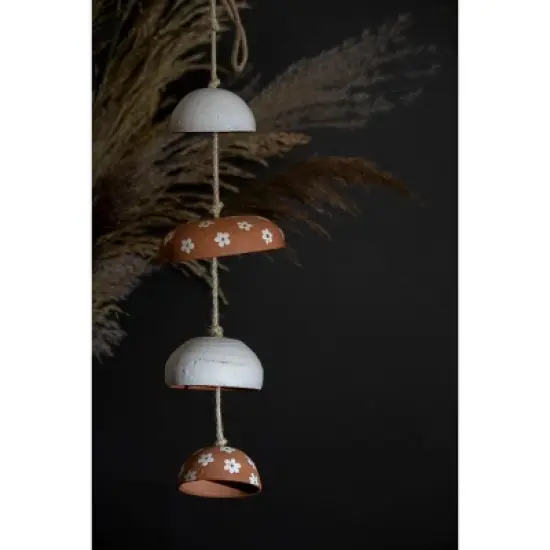 White Floral and Natural Terracotta Hanging Chime - Foreside Home & Garden image {3}
