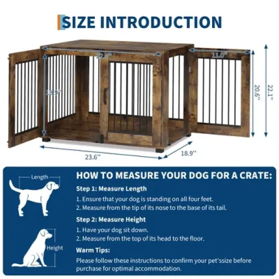 Wooden Dog Crate Furniture &ndash; Elegant Indoor Dog Kennel for Large/Medium Dogs, Functional End Table Design image {3}