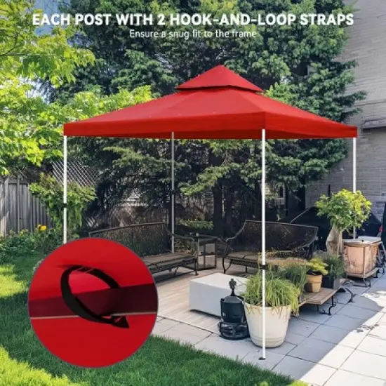 Yescom 10x10Ft UV30+ Gazebo Replacement Top for 2 Tier Outdoor Canopy Cover Patio Backyard Party Deck Red image {4}