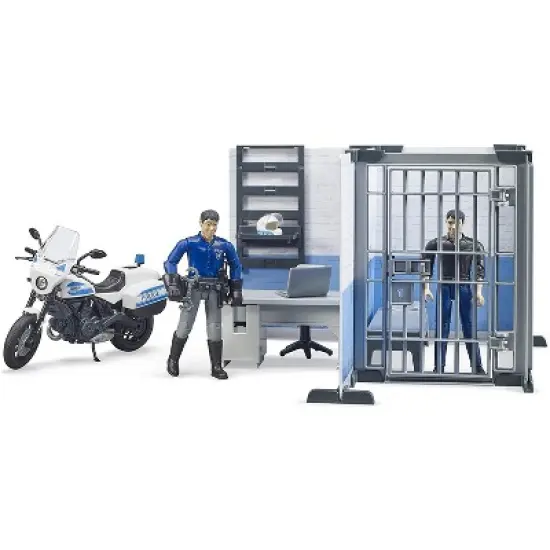 Bruder bworld Police Station Set with Police Motorcycle and Figure image {4}